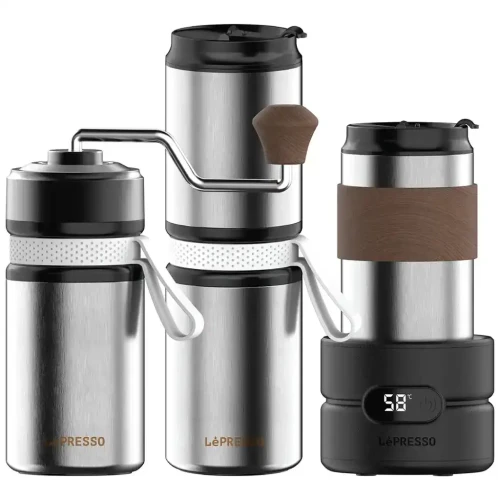 Lepresso Grindo Quattro 4-in-1 Outdoor Coffee Set - Silver