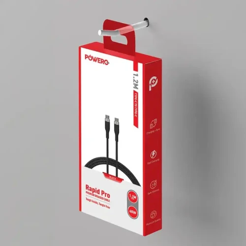 PowerO+ Rapid Pro Premium Braided Type-C Cable 60W 1.2 Meter - Black