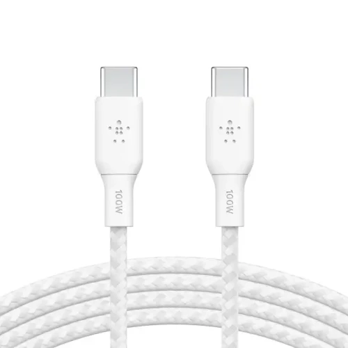 Belkin Boost Charge USB-C to USB-C Braided Cable 100W PD, 2M - White