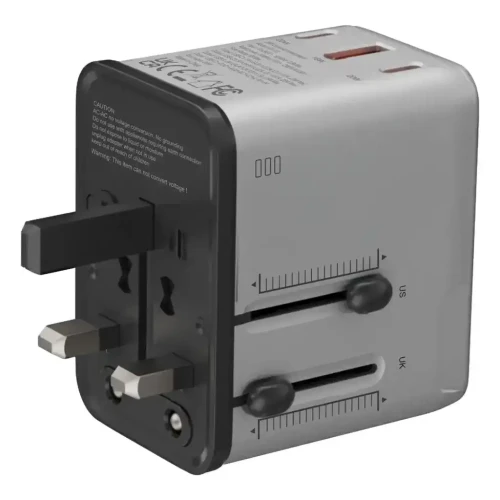 Porodo Mega Volt Universal Travel Adapter - Silver/Black