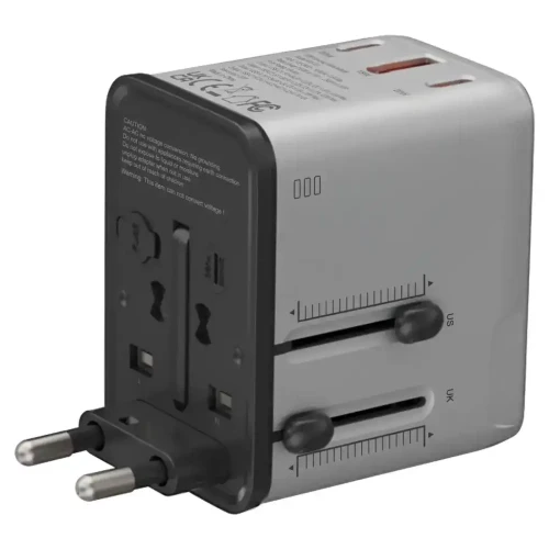 Porodo Mega Volt Universal Travel Adapter - Silver/Black