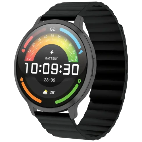 Powerology Aura Smart Watch with 1.73" AMOLED Display - Black