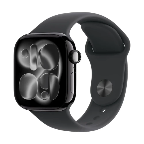 Apple Watch Series 11 GPS + Cellular 46mm Jet Black Aluminium Case with Black Sport Band - S/M