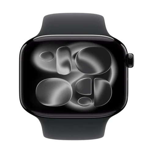Apple Watch Series 11 GPS + Cellular 46mm Jet Black Aluminium Case with Black Sport Band - S/M