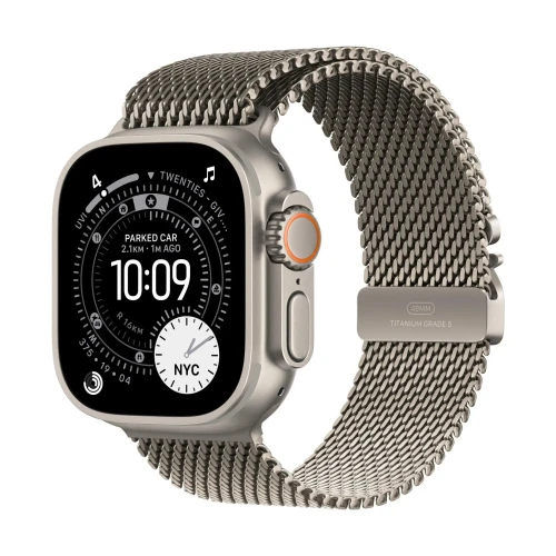 Apple Watch Ultra 3 GPS + Cellular 49mm Natural Titanium Case with Natural Titanium Milanese Loop - Medium