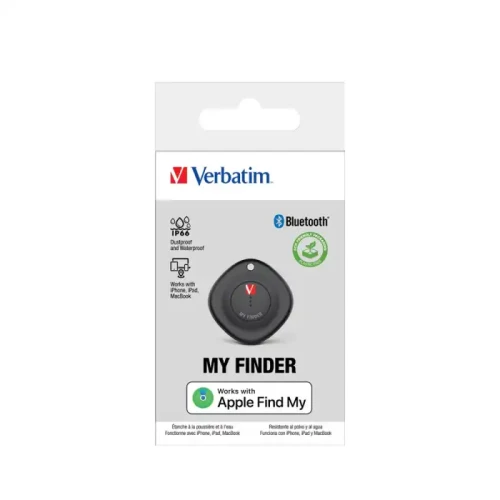 Verbatim My Finder Bluetooth Dustproof & Waterproof Tracker Compatible with iPhone, iPad & MacBook - Black