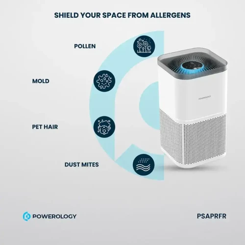 منقي هواء ذكي باورولوجي - إزالة الروائح والدخان - أبيض