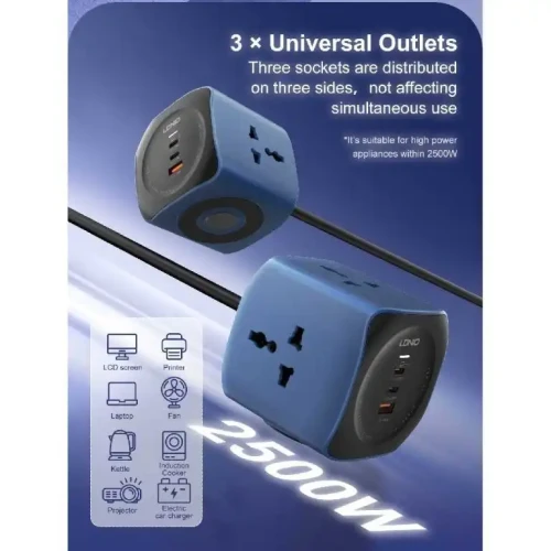LDNIO SC3319 Universal Power Socket Cube with Multiple Outlets & USB Ports
