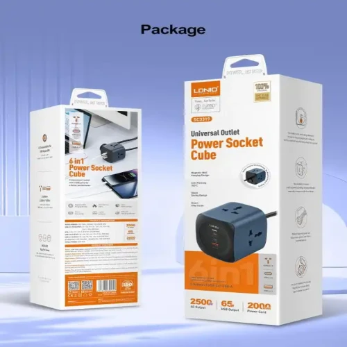 LDNIO SC3319 Universal Power Socket Cube with Multiple Outlets & USB Ports