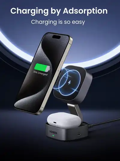 UGREEN 2-in-1 Foldable Wireless Fast Charging Station - 7.5W