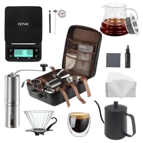 Denx 12 in 1 Coffee Kit – Complete Manual Brewing Set with Stainless Steel Kettle, Grinder & Accessories