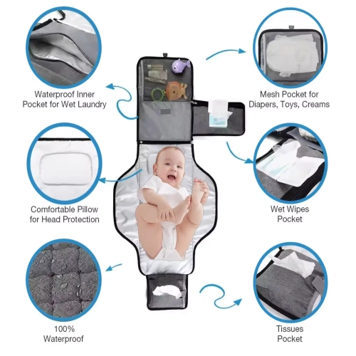 Multifunctional Diaper Bag Backpack with Crib, USB Port & Large Capacity