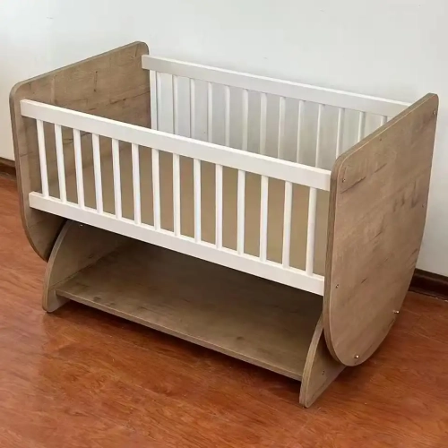 Wooden Baby Crib with Storage Drawer – Convertible Baby Bed with Adjustable Height and Safety Rail