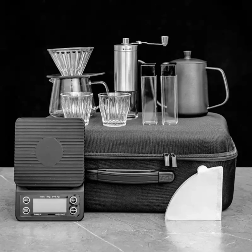 12-Piece Portable Arabic Coffee Maker Set – Travel Espresso Kit with Grinder, Kettle & Cups in Carrying Case