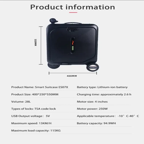 Canton Fair Luxury Electric Scooter Suitcase | Best-Selling Simple Style Luggage with Polyester Lining