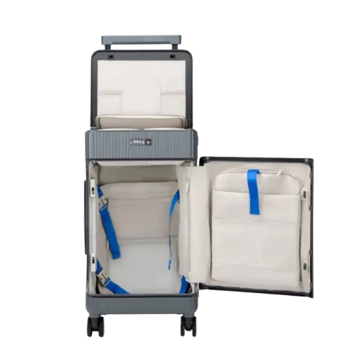 Modern PC Injection Molding Suitcase | 20-Inch Business Travel Carry-On with Lock, Cube Packing Design & Cute Tags
