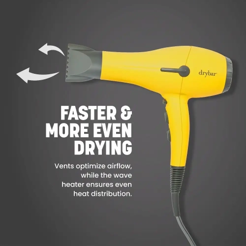 Drybar Buttercup Blow Dryer – Professional Ionic Hair Dryer with 1875 Watt Power for Fast, Frizz-Free Results