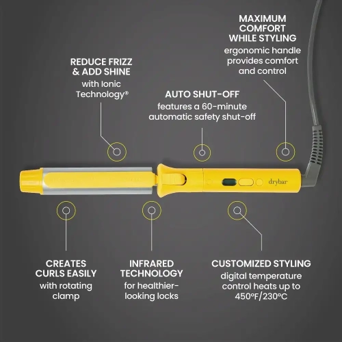 Drybar 3-Day Bender Rotating Curling Iron – Professional Rotating Hair Curler for Fast, Long-Lasting Curls & Waves