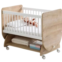 Wooden Baby Crib with Storage Drawer – Convertible Baby Bed with Adjustable Height and Safety Rail