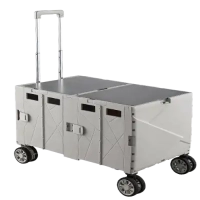 140L Large-Capacity Folding Camping Storage Box with Wheels and Telescopic Handle – Outdoor Organizer