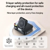 Yesido DS38 8-in-1 Magnetic Wireless Charging Station with Digital Clock 65W - Black