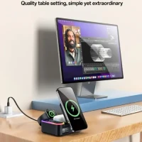 Yesido DS38 8-in-1 Magnetic Wireless Charging Station with Digital Clock 65W - Black