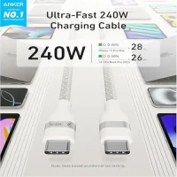 Anker USB-C to USB-C 240W Upcycled Braided 3FT Cable - White