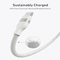 Anker USB-C to USB-C 240W Upcycled Braided 3FT Cable - White