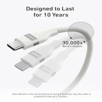 Anker USB-C to USB-C 240W Upcycled Braided 3FT Cable - White