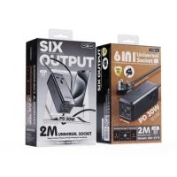 MOXOM MX-ST19 PD 30W 6-In-1 2M Universal Socket Fast Charger