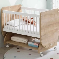 Wooden Baby Crib with Storage Drawer – Convertible Baby Bed with Adjustable Height and Safety Rail