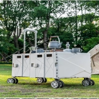 140L Large-Capacity Folding Camping Storage Box with Wheels and Telescopic Handle – Outdoor Organizer